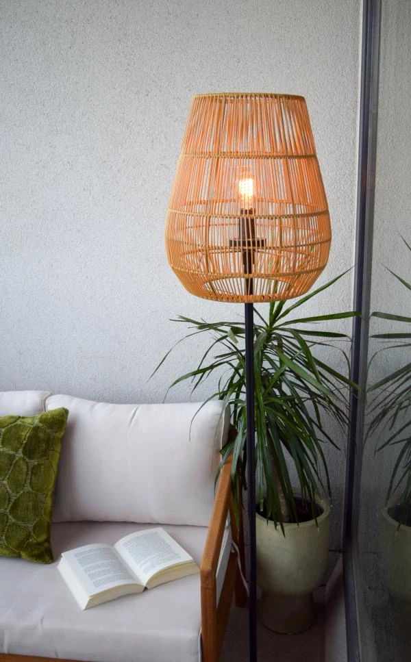 Lucide NERIDA - Lampadaire Intérieur/Extérieur - Ø 35 cm - 1xE27 - IP44 - Naturel - ambiance 1